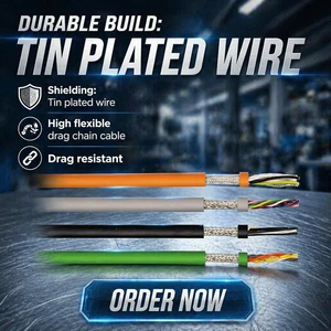 Industrial Flexible Robotic Towline Cable TPE PVC Drag Chain Cable Tinned Copper Shielding for Motion Systems