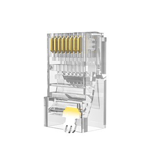 8p8c Cat5e Network Gold Plug Modular Type Unshielded Gold Plated Connector Rj45 Pass Through Connector Cat5 Connector