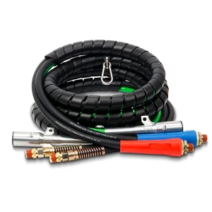 15 Ft 3 in 1 ABS & Rubber Power Semi Truck Trailer Air Lines Hose Assembly Wrap 7 Way Electrical Cord Cable with Glad Hand