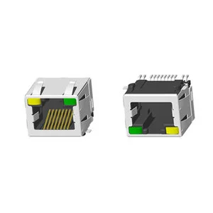 Wurth Elektronik 634008137521 Modular Jack 8P8C Tab RJ45 Type Horizontal Shielded SMT with LED EMI Panel Ethernet Connectors