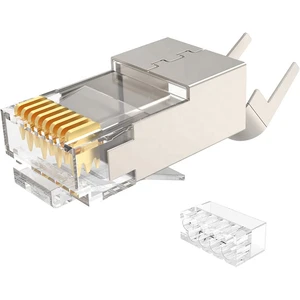 High Quality Silver PC+Copper Molded SFTP Shield Network Modular 8p8c Plug Cat7 RJ45 Connectors 100PCS/Per Box