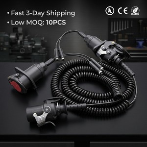 For CE RoHS 6M Heavy Duty Waterproof IP68 7-Way RV Trailer 22AWG DC12V-24V PU Spiral Coiled Cable