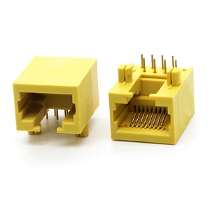 RJ45 Connector Yellow Color RJ45 8P8C 1x1 Port Female Socket Connector