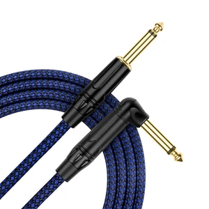 OEM 6.35mm Durable Metal Elbow Electric Guitar Cable Pedal Cable Noise-Resistant Nylon Material Copper Wire Audio Video Cable