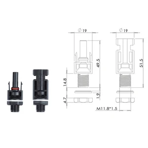 IP67 Male & Female 1000V Waterproof Solar Panel Cable Connector 30A PV Wire Solar Connector For Power Applications