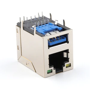 RJ45 Jack With USB 3.0 Type A Connector USB RJ45 Jack Combo Connector