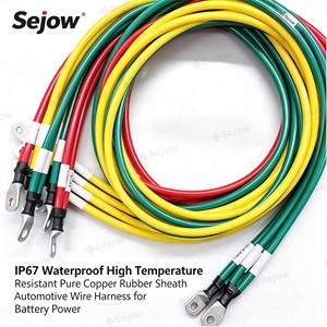 IP67 Waterproof High Temperature Resistant Pure Copper Rubber Sheath Automotive Wire Harness for Battery Power
