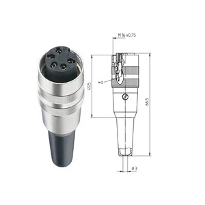 M16 Din Circular Connector: Female Straight 3/4/5/6/7/8/12 Pole, IP40, Cable Diameter Is 4-6mm, Can Do Wire Harness to You