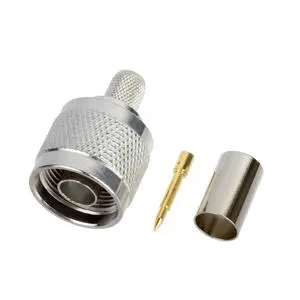 N Male Plug Crimp Connector 50 Ohm RF Coaxial Adapter For 5DFB LMR300 SYV50 5 Cable Straight Wireless Antenna Coax CableTerminal