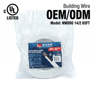 LINSHENG CUL Listed NMD90 14/2 AWG PVC Insulated Tinned Copper Building Wire 300V White Electrical Cable 65FT Residential Indoor