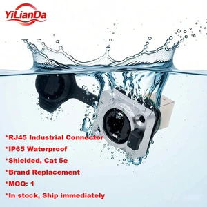 Ethercon Connector 8P Copper Pins Push Button Type Pass Trough 180 Degrees Waterproof Dustproof Shielded Cat 5 5e RJ45 Connector