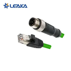 Industrial Ethernet M12 to RJ45 Connector for Sensors, IP67 Waterproof D-Code 4 Pin Cat6a PUR Cable Male Plug Customization
