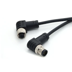 KRONZ M12 Pre-Assembled Connector 2M Cable Length Angled PVC Black Shielded Assembly 5 Pin Male Circular Connectors