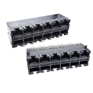Multi-Ports 2X6P LED Ethernet RJ45 Female Connector Socket Cat5e RJ45 Plug 8P8C PCB RJ45 Connector RJ45 Jack