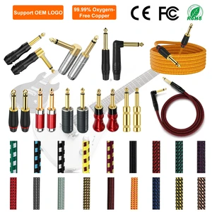 Factory OEM High Quality 1M 3M 5M Electric Guitar Cable Nylon Audio Connection Wire Guitar Accessory for Bass Instrument Cable