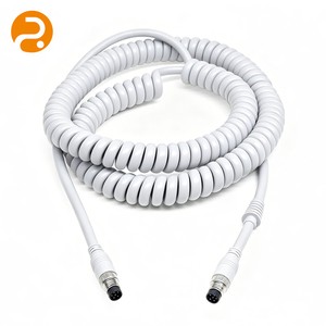 Elastic Coiled M12 8Pin Cable ROMTRONIC White Spiral Aviation Connector Wiring Harness For Medical Detection Instrument Robot