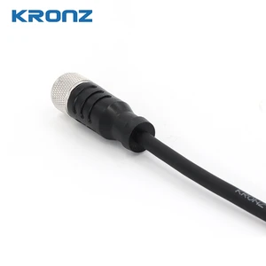 KRONZ M12 Cable Assembly Pre-assembled 2m Female Straight Connector PVC Black Unshielded IP67 for Industrial Sensor Applications