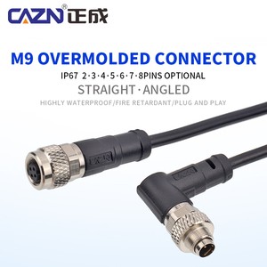 M9 Connector Shielded Unshielded Straight Angled Male Female Plug With Wire Harness IP67 Waterproof Connector