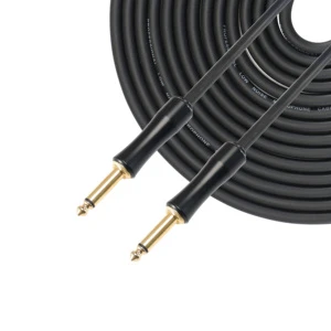 2mts Gold Plated 6.35mm to 6.35mm Low Noise Braid Shield TS Mono OFC Guitar Cable for Electric Guitar Bass Instrument