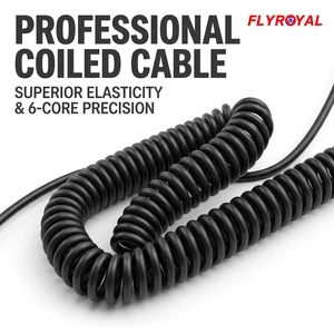 Factory Direct Multi-Core Coiled Cable 6-Core Spiral Retractable Cord Crimp Terminal Black PVC Spring Lead for Handheld Device