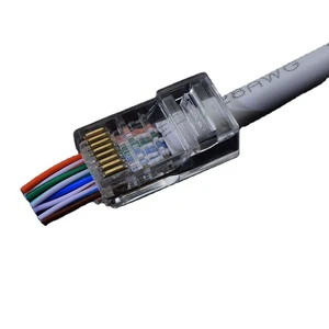 UTP RJ45 Pass-Through Plug for LAN Cable Connections