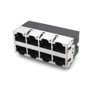 HAXN 880A Ethernet RJ45 Connector 8P8C 2X4 Half-Shielded with EMI TAB Round Pin W/O LED