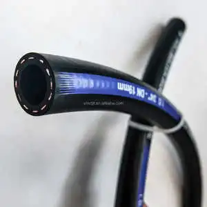 Nitrile rubber oil-resistant hose with wire for transporting oil, diesel, gasoline. Pipe for automotive fuel.