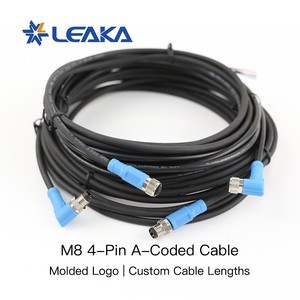 Leaka M8 4 Pin Straight Right Angle Cable Harness Fully Integrated Manufacturing Integrated Molded Logo Support OEM ODM