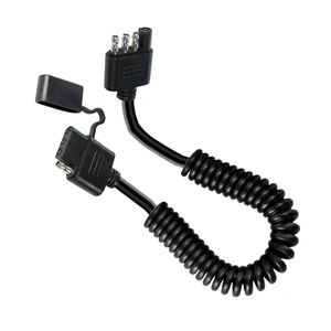 4-Pin Coiled Trailer Light Extension Cable - 12V 18AWG Stretchable Wiring Harness for Utility Trailers & Boat Lights