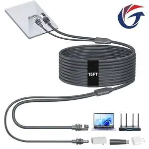 Starlink Mini 2-in-1 DC Power Data Cable 5M Y-Split FTP Shielded VW-1 26AWG RJ45 DC Connector OEM Custom Length For RV Marine