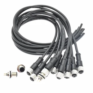 M12 Connector Electrical Round Molded Cable M12 Electrical Male Socket 4pin 5pin 6pin 8 Pin 12pin Waterproof Connector Cable