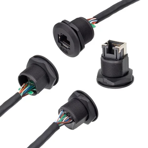 EP RJ45 Glue Filling Connectors PVC Plastic 0.3M 0.5M Front Panel Installation Female Socket Male Straight RJ45 Plug