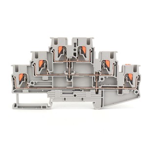 PT2.5 3PV 3 Level Push In Terminal Block 2.5mm2 14 AWG Potential Distributor DIN Rail Wire Connector