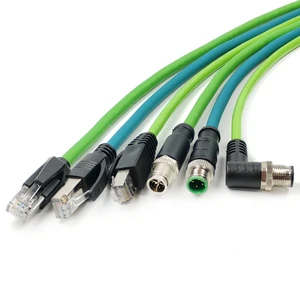 Custom M12 Profibus Industrial EtherCAT Ethernet X Coded D Coded 4pin 8pin Connector D RJ45 Cat5e Cat6a Flexible Drag Cable