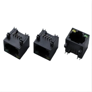 All-plastic RJ45 Connector with LED Light 90-degree Network Port Socket Plug-in RJ45 Network Interface