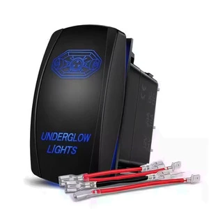 12V Rocker Switch Laser Etched Underglow Lights Symbol 20A SPST with Pre-Wired Harness for Trucks Boats ATVs