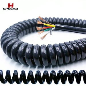 Durable TPU Spiral Control Cable 3 Core 1.5mm Coiled Signal Wire for EV Charging Interface Outdoor Power Supply System