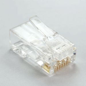Dual-Row Contact RJ45 Clear Plug Phosphor Bronze Contacts Gold Plating Options for Cat6 Solid/Stranded Ethernet Cable Assembly