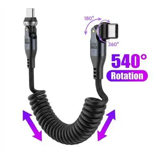 2026 New Double 540 Rotation 60W Spiral Charing Data Cable