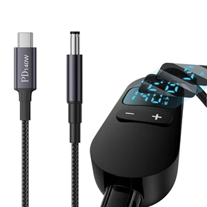 Control Adjustable Six Voltages PD3.1 140W DC Port Male to Type C Power Cable 1.5M Flash Nylon Charge Wire for Laptop Adapter
