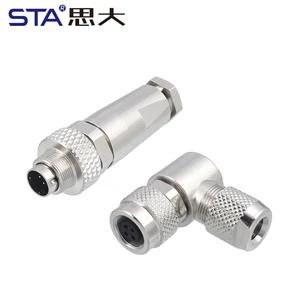 M9 Metal Field Installation Assembly Straight/Angled Shielded Male Female Plug 2 3 4 5 6 7 8 Pin IP67 Waterproof Connector