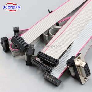 SCONDAR IDC Flat Gray Ribbon Cable 1.27mm 2.0 2.54mm DB9 Female To 10 Pin Connector Custom Wire Harness Cable Assembly Supplier