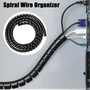 8mm-32mm Flexible Spiral Extruded Cable Wrap Wire Organizer Management Tube Office TV Desk Electronics Cable Tidy Pet Protection