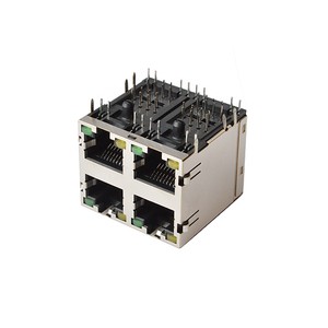 For RJ45-59 Female 2x2 Optical Fiber 4-Port LAN LED Network Connector (ABS Material)
