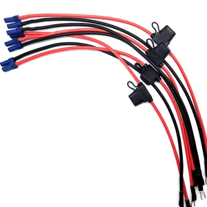 10AWG EC5 Silicone Power Cable With 50A Fuse Holder, Car Jump Starter Wire With U-Type Terminal, Customizable Length