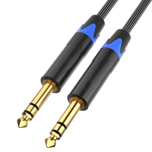 Straight 6.35 Guitar Bass AMP Cord Quarter Inch 6.3mm Male Jack Stereo Audio Balanced Line 1/4 Inch TRS Instrument Guitar Cable