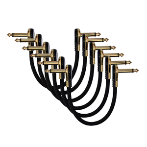 6pcs Right Angle 15/30CM 1/4 Gold Plated PVC Guitar Cables with Patch Cables for Speaker