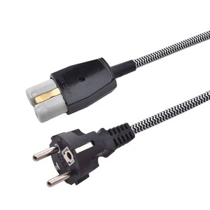 Durable Braided EU CEE 7/7 Plug Power Cable Household Appliance And Industrial Equipment Connector 1.5m