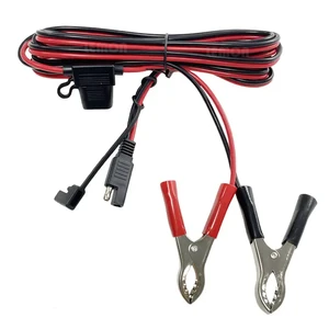 SAE Quick Disconnect Plug to Battery Alligator Clips Wire Harness with Fuse Holder SAE Quick Adapter to Alligator Clips Cable