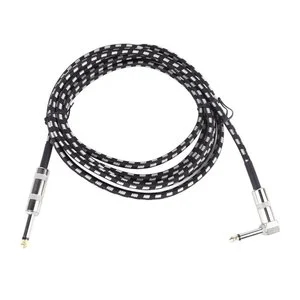 Guitar Cable Copper Core Noise Reduction Good Sound Transmission Right Angle Guitar Cord for Bass Black White 3 m / 9.8ft